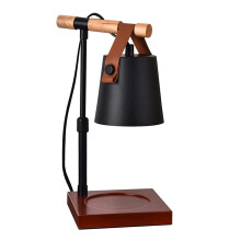 Adjustable Height Candle Warmer Lamp with Dimmable Brightness and Solid Wood Base for Home Decor