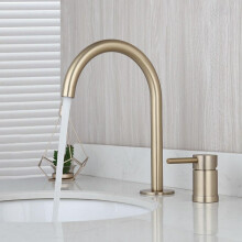 Brushed Gold Bathtub Faucet Solid Brass Deck Mount Mixer Tap with Hot and Cold Water 2 Pack