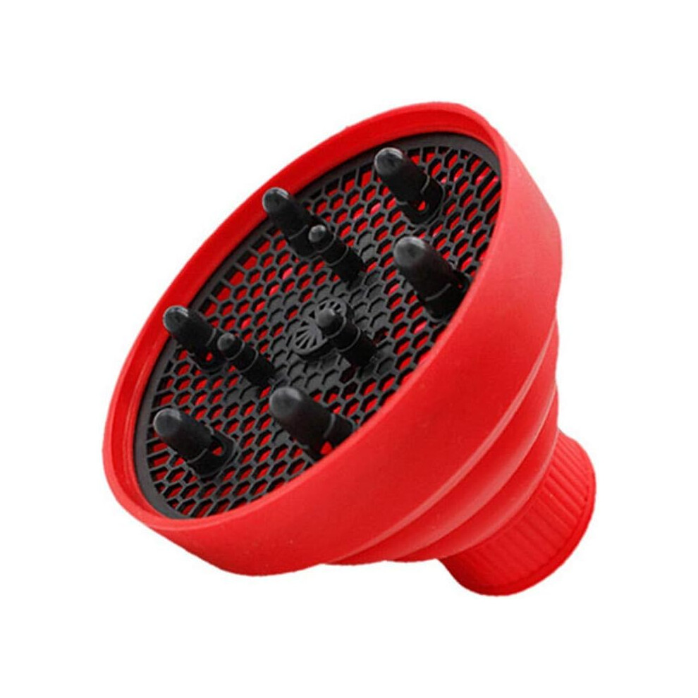 Red Hair Dryer Diffuser Silicone Attachment For Curly Hair, Foldable Heat Resistant,