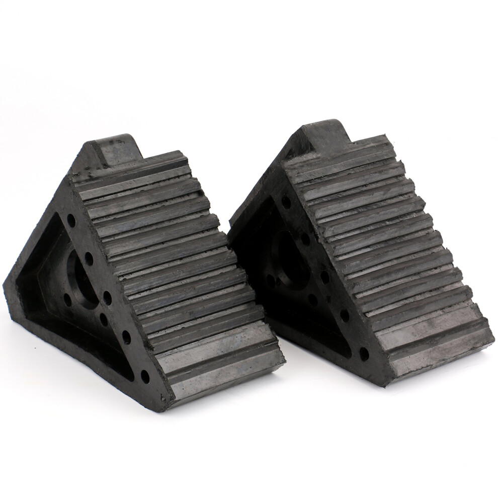 2 Pack Heavy Duty Rubber Wheel Chocks With Nonslip Pad And Handle For Truck, Rv, And Trailer 9164114204646
