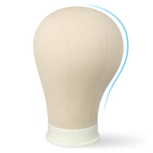 Canvas Wig Head with Mounting Hole for Wig Making and Styling, Realistic Contour 55.9cm