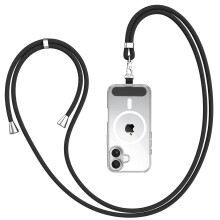 （01 Nero)Wanme Cordino per Cellulare Universale, Regolabile Nylon Cordino da Collo con Toppa, Adatto a Tutti Gli Smartphone per iPhone Huaw
