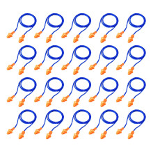 (Bleu) Bememo 20 paires de bouchons d'oreille réutilisables en silicone avec cordon.