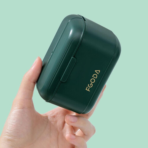 Orthodontic Retainer Tooth Braces Box Soaking Container Denture Storage Bath Box With Strainer Green 2