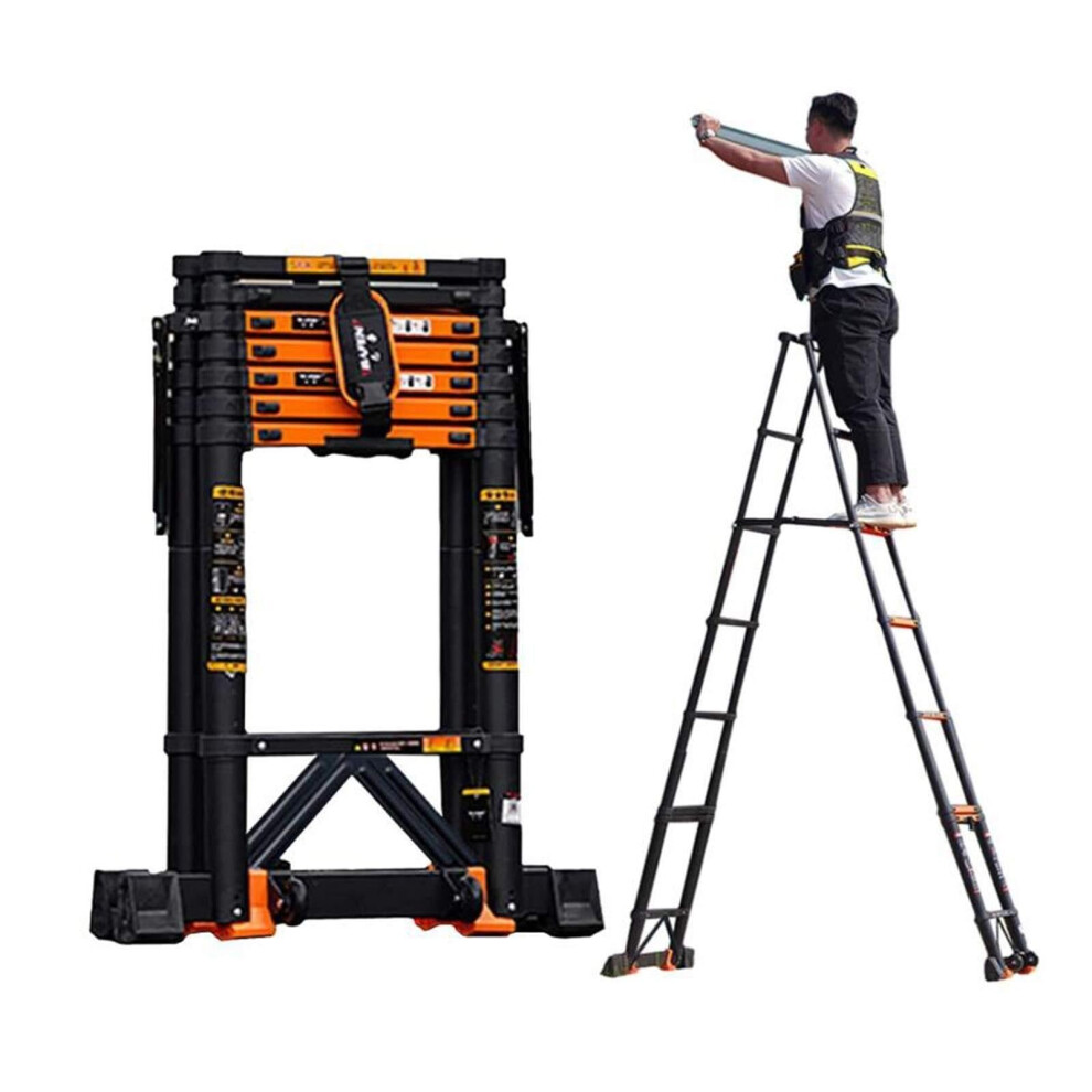 Telescopic Ladder Heavy Duty Aluminum Extension 150Kg Load For Loft Attic Window Cleaning 9365369434349