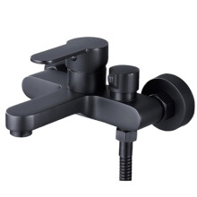Black Bathtub Shower Faucet Set with SideOpening Triple Mixer Valve for Hot and Cold Water