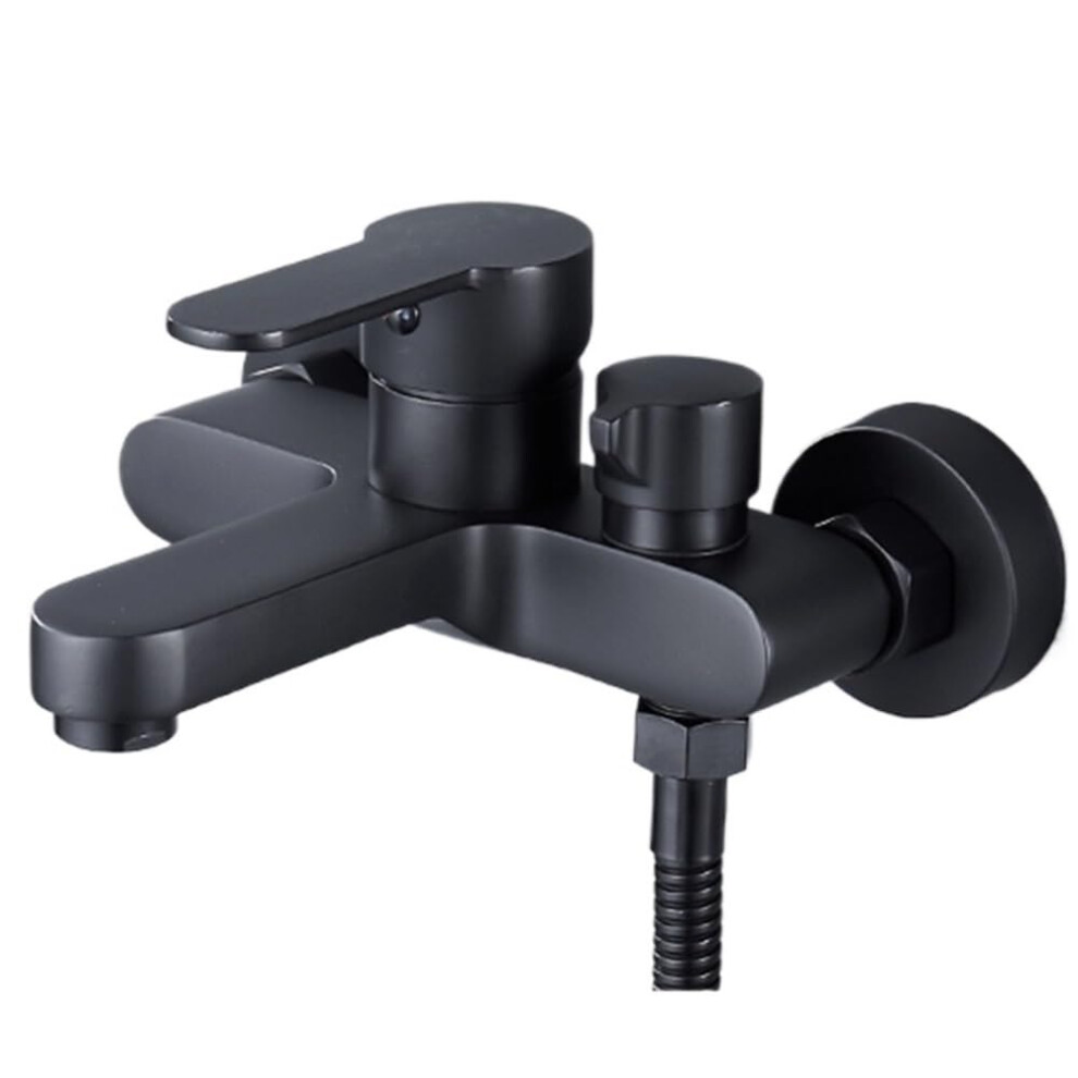 Black Bathtub Shower Faucet Set With Sideopening Triple Mixer Valve For Hot And Cold Water 9365369374843