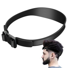 Adjustable Silicone Haircut Guide Band with Non‑Slip Curved Design for Precision Hair Trimming and Beard Shaping, Black