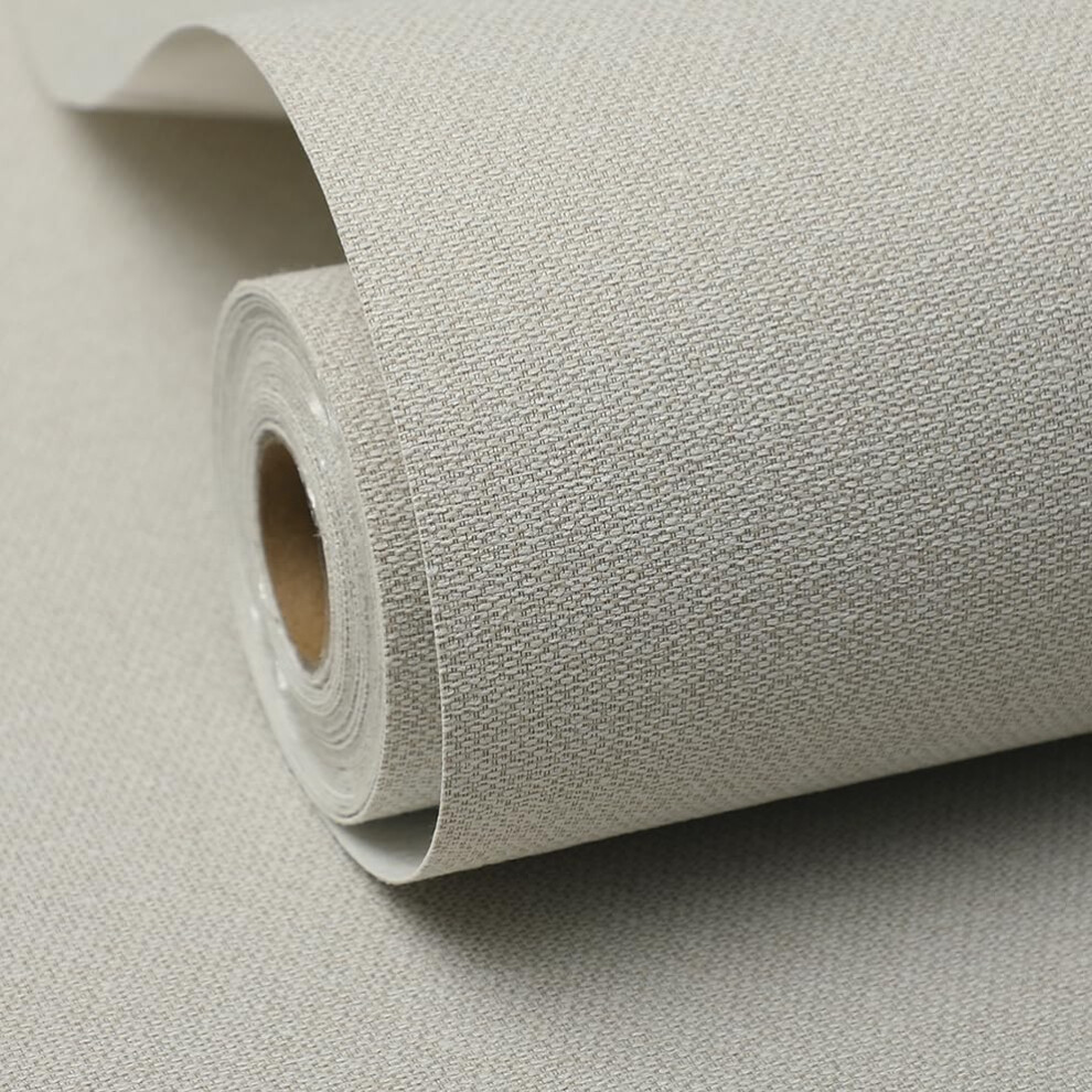 Beige Grasscloth Peel And Stick Wallpaper Textured Woven Fabric Removable Washable 16.5'X236.2' 9164114205650