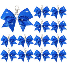 12PCS Glitter Rhinestone Cheer Bow Keychain Set for Cheerleaders Girls Team Spirit Accessories