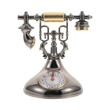 Vintage Telephone Clock Retro Desk Clock Resin Grandfather Style for Living Room Decor