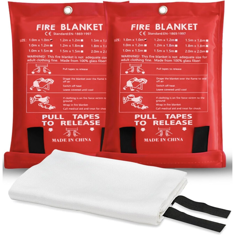 Emergency Fire Blanket 2 Pack For Kitchen Safety And Home Use, 40X40in Fiberglass, Quick Fire Suppression 9365369377943
