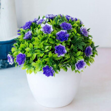 Blue Artificial Ball Plant in Pot Realistic Fake Potted Plant for Home Garden Wedding Decor