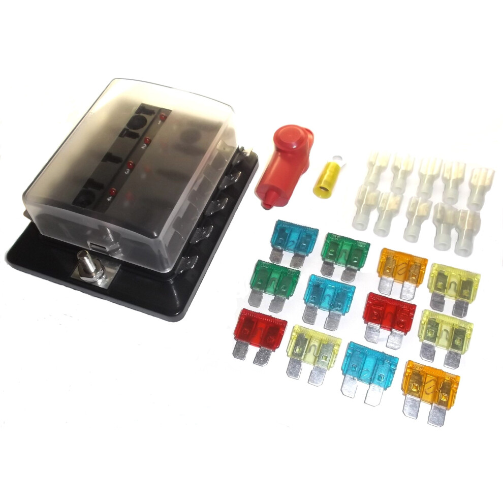 Automotive Fuse Block 12V 10 Circuit Ato/Atc Panel With Led Indicator And Clear Cover For Rv Marine 9164114207142