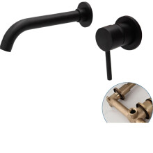 Brass Bathroom Basin Faucet Wall Mounted Mixer Tap with 360 Swivel Spout Antique Bronze Black