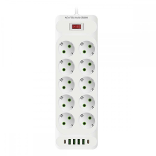 (White)EU Plug AC Outlet Power Strip Multitap Electrical Socket with 4 USB Ports Fast Charge Multiprise Net