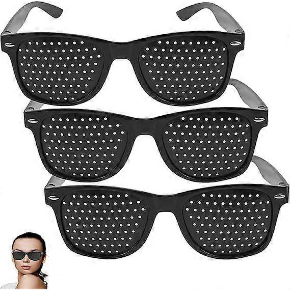 3 pack Pinhole Glasses to Improve Vision, Unisex Vision Strengthening Pinhole Glasses Black