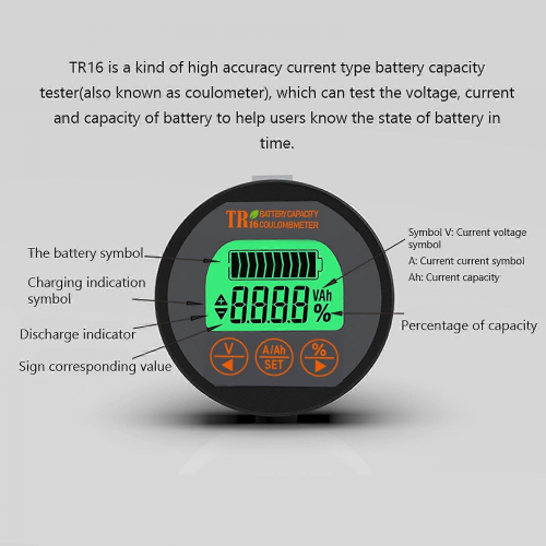 Tr16 Waterproof Battery Capacity Tester Voltage Current Lcd Display With Memory Function 1
