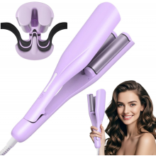 Franse golven krultang, 36 mm ionische diepe golvende haarkrultang met keramische 3-cilinder voor vrouwen, anti-verbranding, gemakkelijk te