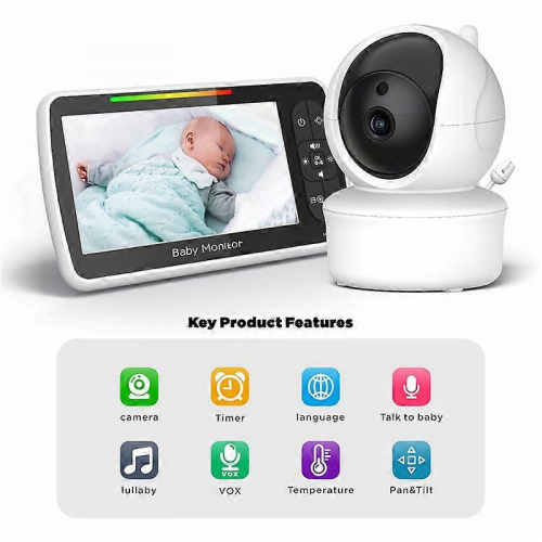 Monitor de 5 polegadas com câmera e controle remoto de áudio com funções de panorâmica, inclinação e zoom (Pan-Tilt-Zoom) - Plugue padrão eu 1