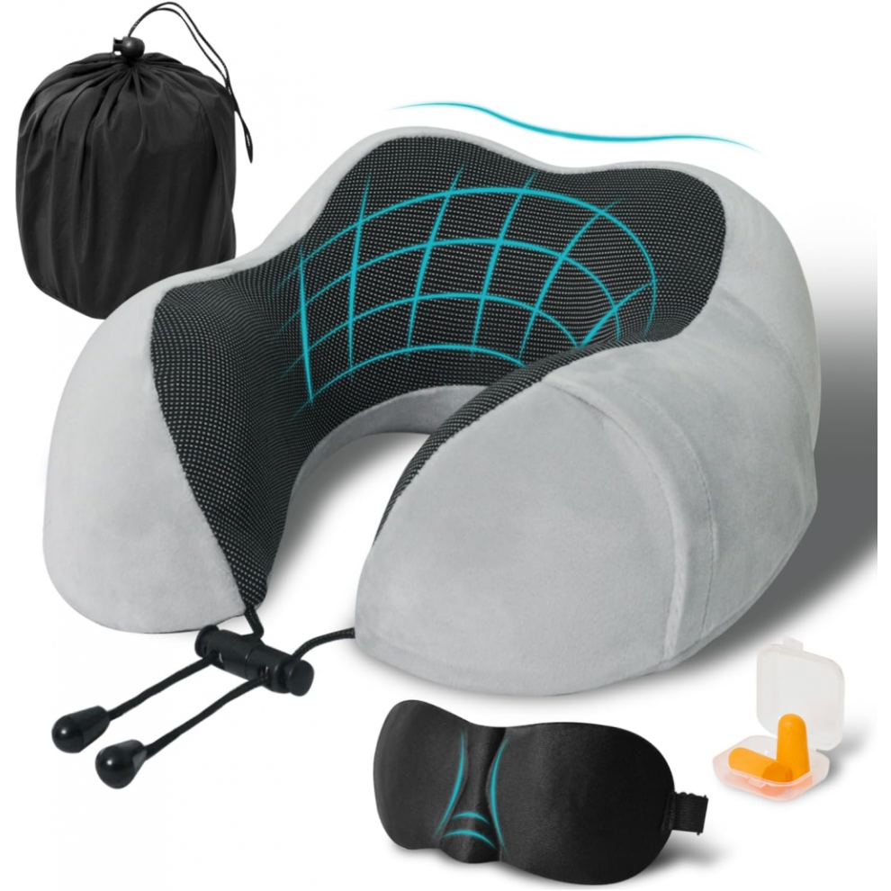 Grey (Grey)Travel Pillow,Travel Neck Pillow,Airplane Train Pillow