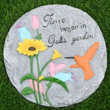 Garden Stepping Stone Round Resin Dragonfly Butterfly Design for Lawn Pathway WeatherResistant