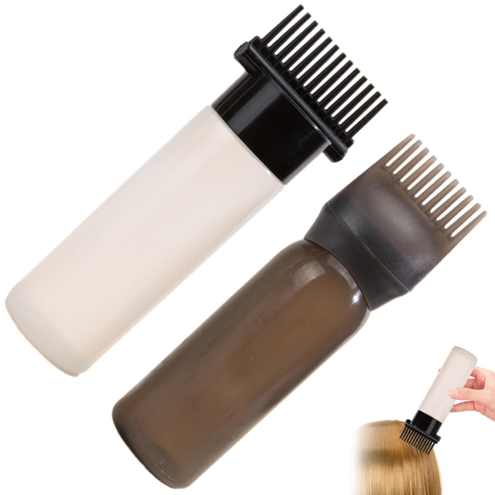 2pcs Root Hair Dye Applicator Bottle with Brush, 6 and 4oz Refillable Hair Oil Set with Scale