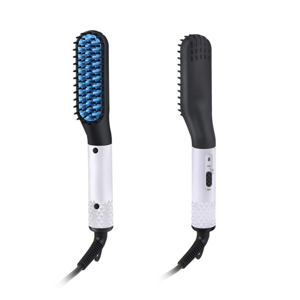 Men's Hair Straightener Comb 2 in 1 Beard Straightening Brush with Dual Temperature Fast Styling Ceramic Design