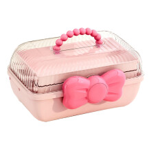 Pink 3 Tier Desk Organizer with Movable Partitions for Toys and Accessories, Cute Bowknot Trim