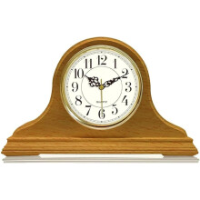 Wooden Mantel Clock with Westminster Chime, Silent Scanning Movement, Vintage Battery Operated Design