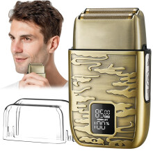 Electric Foil Shaver for Men with Titanium Foils, 3 Speeds, IPX7 Waterproof, Rechargeable, Yellow
