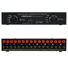 Amplifier Speaker Selector Switch Box 4 In 4 Out with MultiAmplifier Switching and Banana Plug