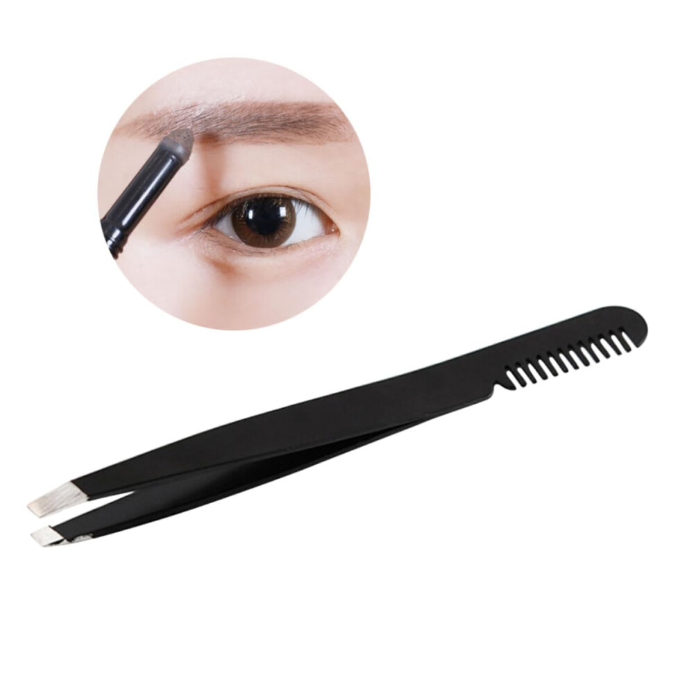 Stainless Steel Eyebrow Tweezer with Brush Comb and Professional Eyelash Extension Tweezers