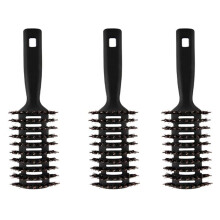 Round Vented Hair Brush Set, Flexible Bristles for Fast Drying and All Hair Types, Black 3 Pack