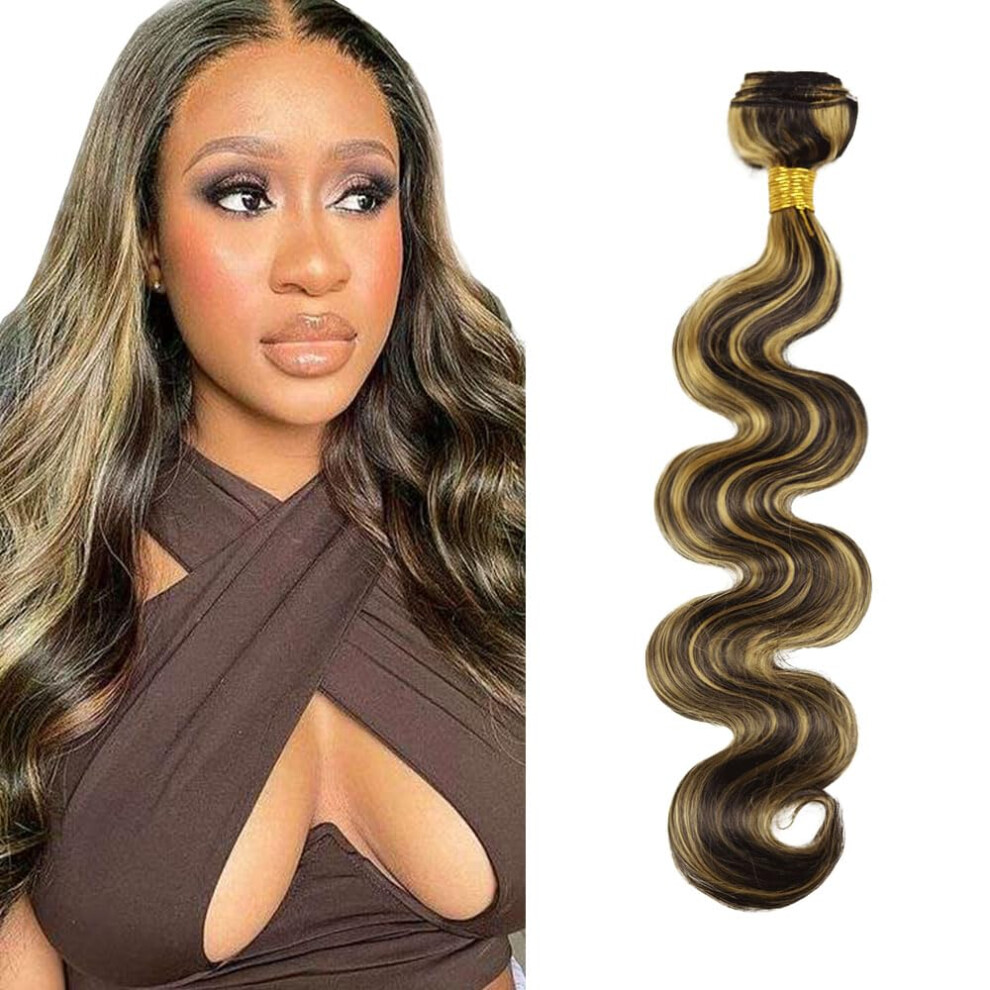 Unisex Brazilian Body Wave Human Hair Bundles Ombre P1b/27 Honey Blonde Remy Extensions 22 Inch