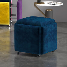 Stackable Ottoman Cube Stool with Swivel Casters, 5in1 Seating Cube for Living Room, Bedroom, Office (Bronze, 45x45cm)