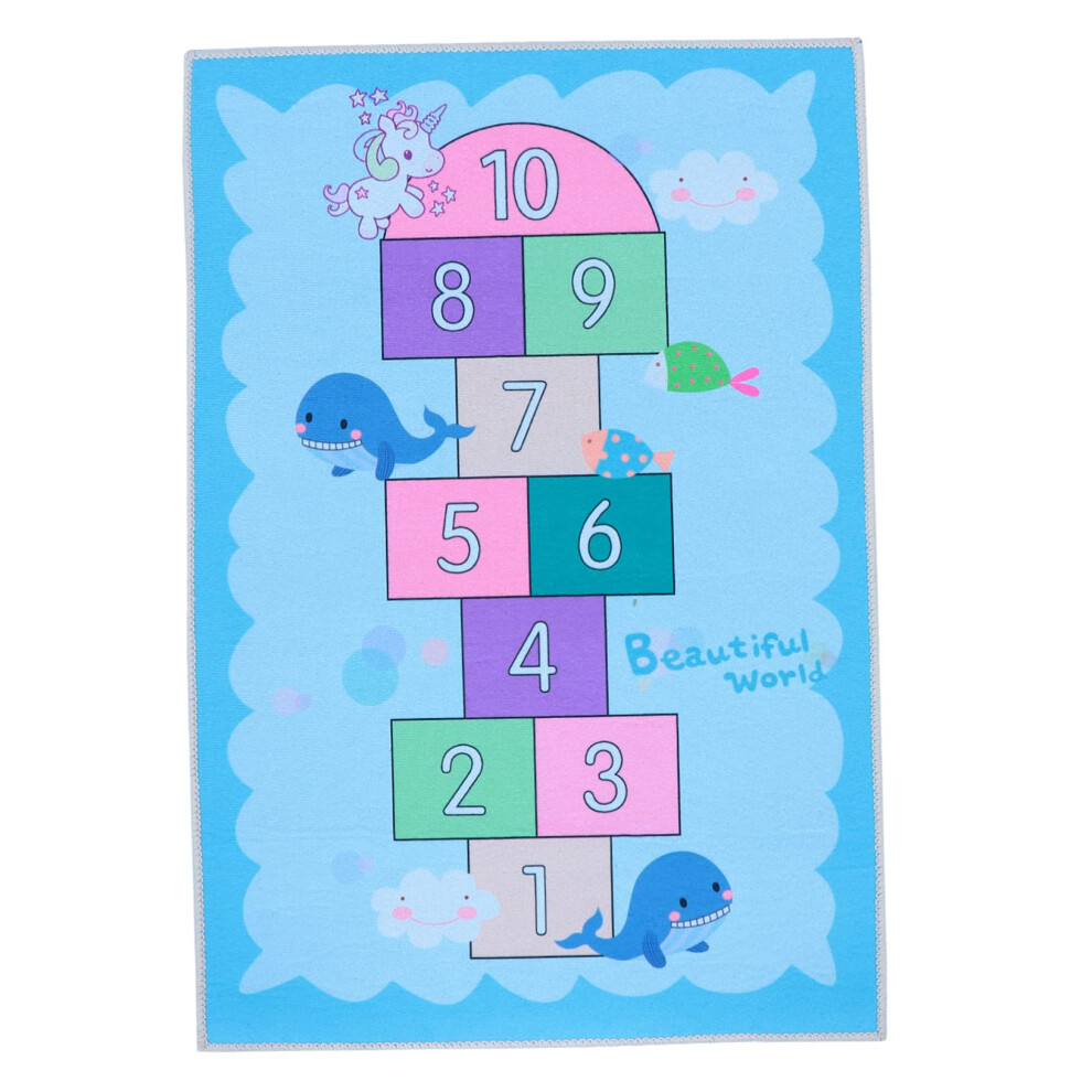 Kids Playroom Rug with Non Slip Safety, Educational Hopscotch Play Mat, Soft Velvet for Indoor Play
