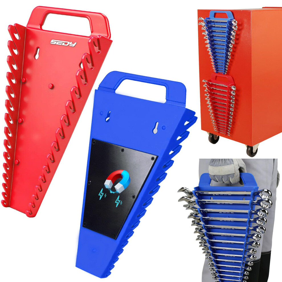 2Pack Magnetic Wrench Organizer With Magnetic Lock Base, 24Slot Heavy Duty Rack For Sae And Metric Wrenches 9164114209597