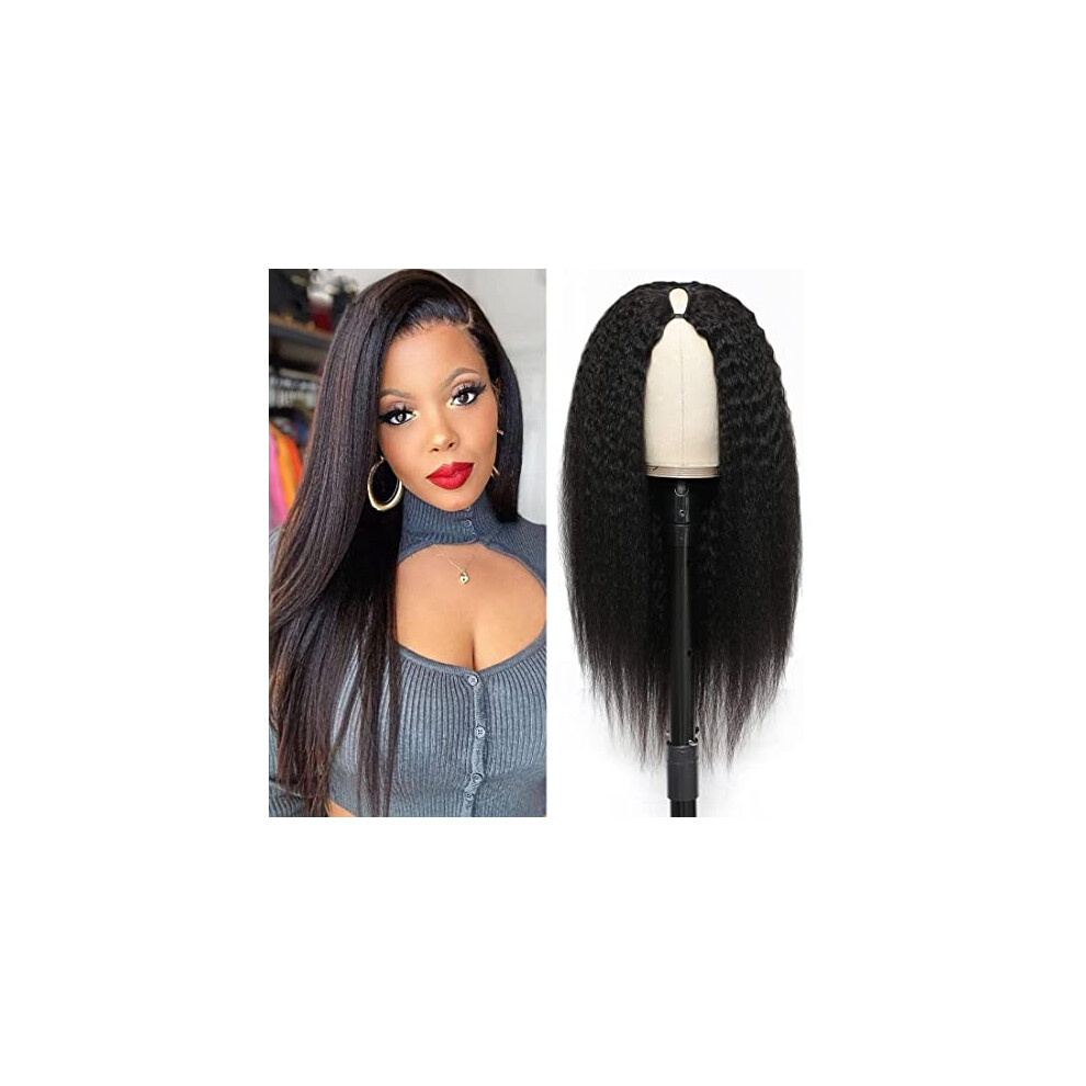 V Part Human Hair Wig Curly and Straight 12A with Seamless Hairline Blend for Black Women