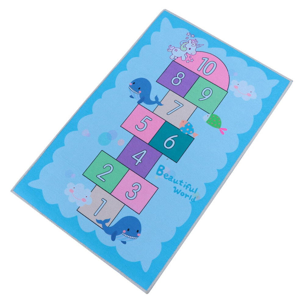 Kids Playroom Rug with Non Slip Hopscotch Design, Soft Educational Mat for Nursery and Bedroom