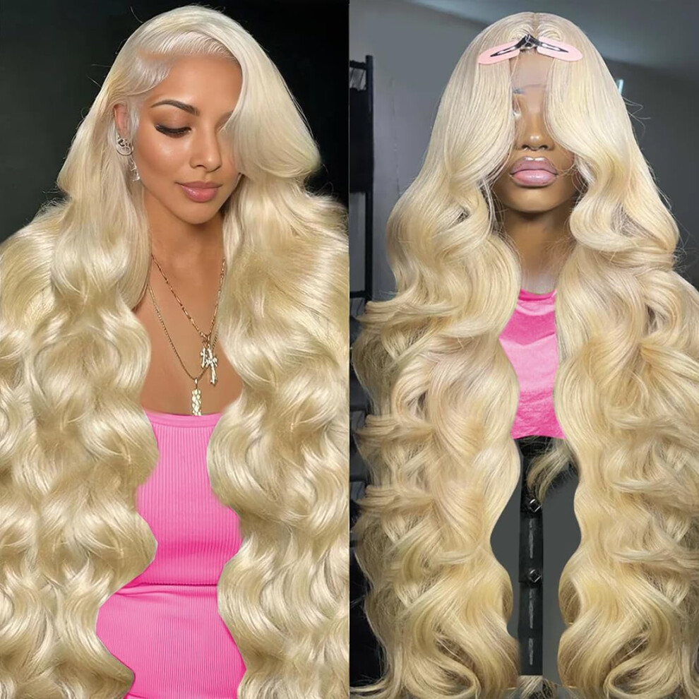 Unisex 613 Lace Front Wig Human Hair 13X6 Hd Transparent Lace, Blonde Body Wave, Natural Hairline