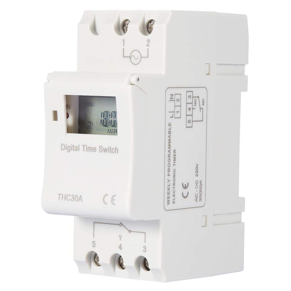 Digital Timer Switch 30A Din Rail Mount, Programmable Astronomical Control 220V With Battery Backup 9164114210234