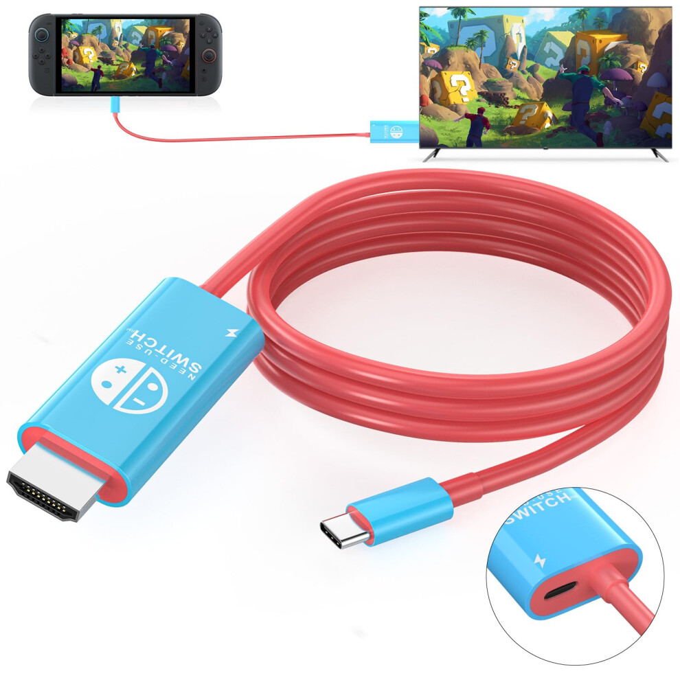 Usbc To Hdmi 4K 60Hz Cable With 100W Pd, 6.6Ft Gaming Adapter For Nintendo Switch/Oled Â Blue 9365369435476