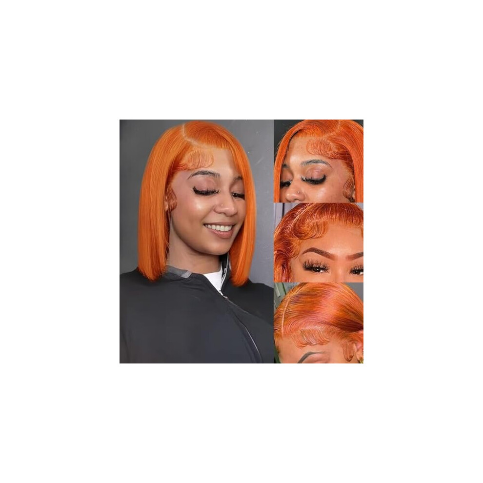 Brazilian Human Hair Wig 250 Density Ginger #350 13x4 Lace Front Natural Full Volume No Shedding