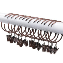 20 Pcs Metal Curtain Clips with Rings for Shower and Drapery Rods Red Bronze