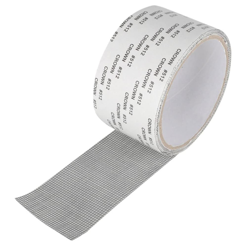 Window Screen Tape Selfadhesive Fiberglass Mesh Patch For Quick Hole Fix 2' X 6.5Ft Gray 9365369384002