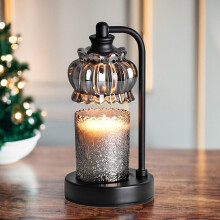Candle Warmer Lamp with Timer and Dimmer for Jar Candles, Flameless Home Decor Black with 2 Bulbs