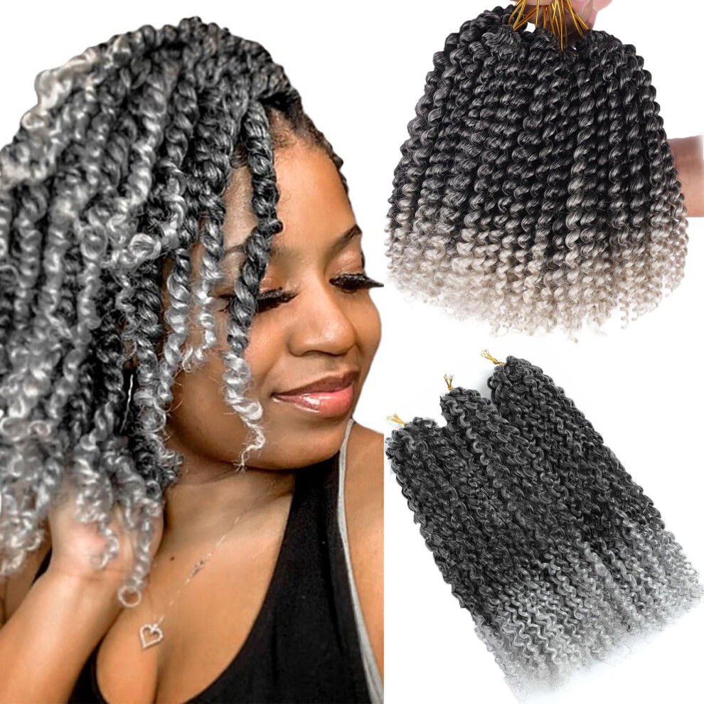 Unisex Black 8 Inch Passion Twist Crochet Hair 9 Bundles Marlybob Kinky Curly Braids For Women Naturallooking Water Waves