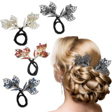 Floral Hair Bun Maker Set for Thick Long Hair, Hand Embroidered Flower Accessory, French Twist Roller