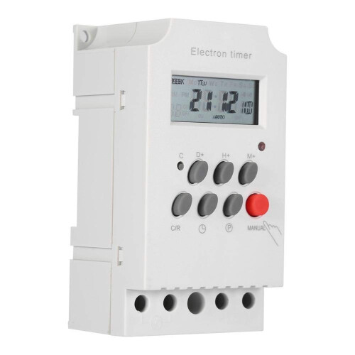 30A Heavy Duty Digital Timer Switch, 7 Day Programmable Electronic AC 220V for Energy Saving